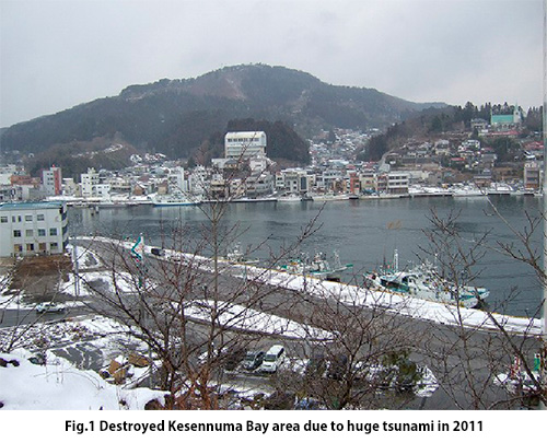 Destroyed Kesennuma Bay area due to huge tsunami in 2011