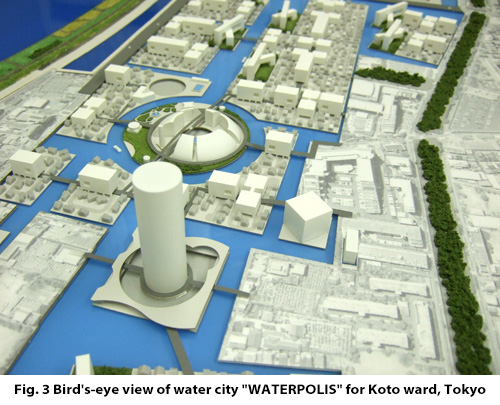 Bird's-eye view of water city [WATERPOLIS] for Koto ward, Tokyo