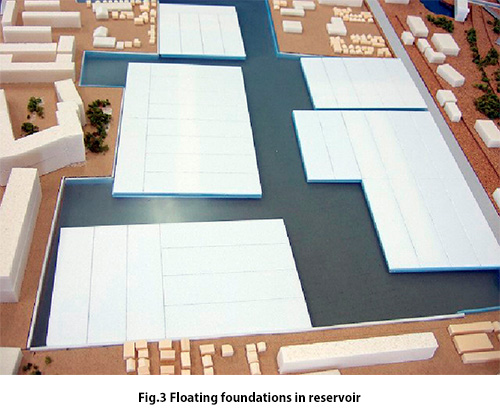 Floating foundations in reservoir